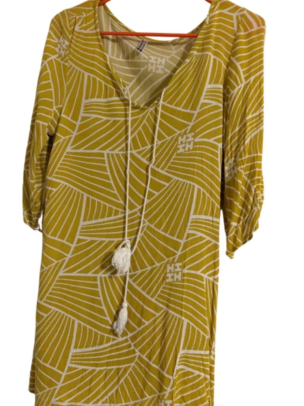 Hawaiis finest Mustard Yellow Women’s dress with Tassel Tie